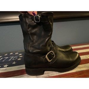 Frye Black Mid Calf Leather Boots